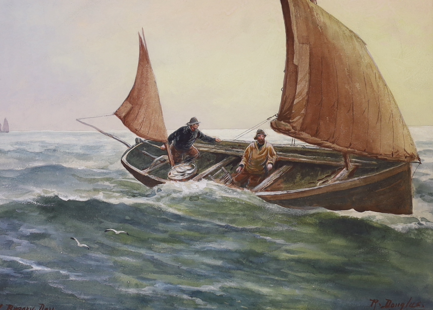 Walter Cannon (1887-1913), pair of watercolours, Shipping at sea, signed, 37 x 22cm